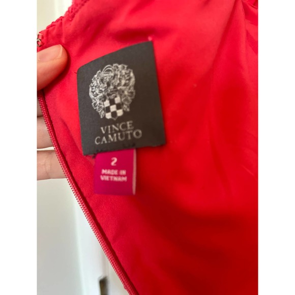 Vince Camuto Coral Lace Overlay Body Con Off Shoulder Dress Size 2 - Picture 4 of 14